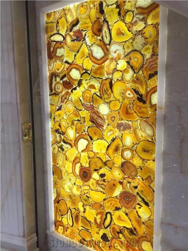 Yellow Agate Gemstone Slab for Home Decoration and Countertops