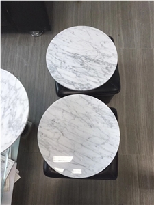Bianco Carrara Marble Top,Circle Cafe Table Top