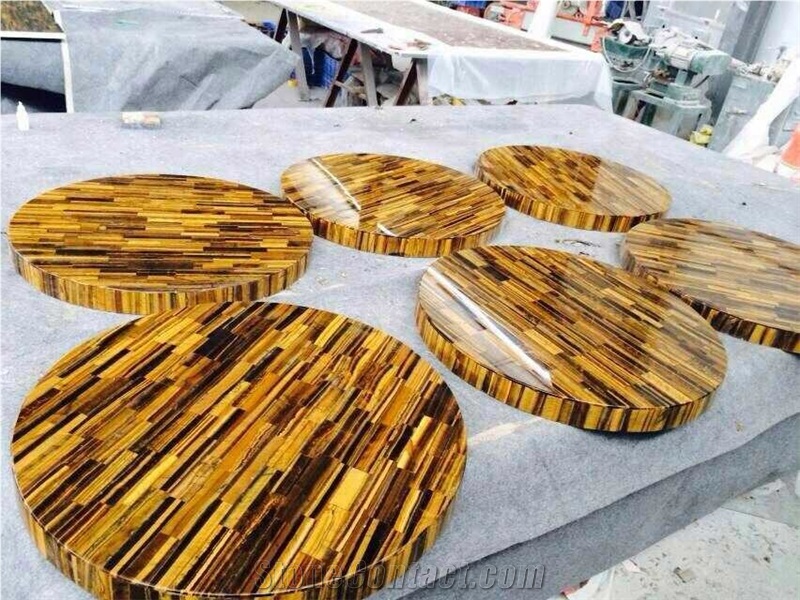 Tiger Eye Gold Quartz Semiprecious Stone Table Top