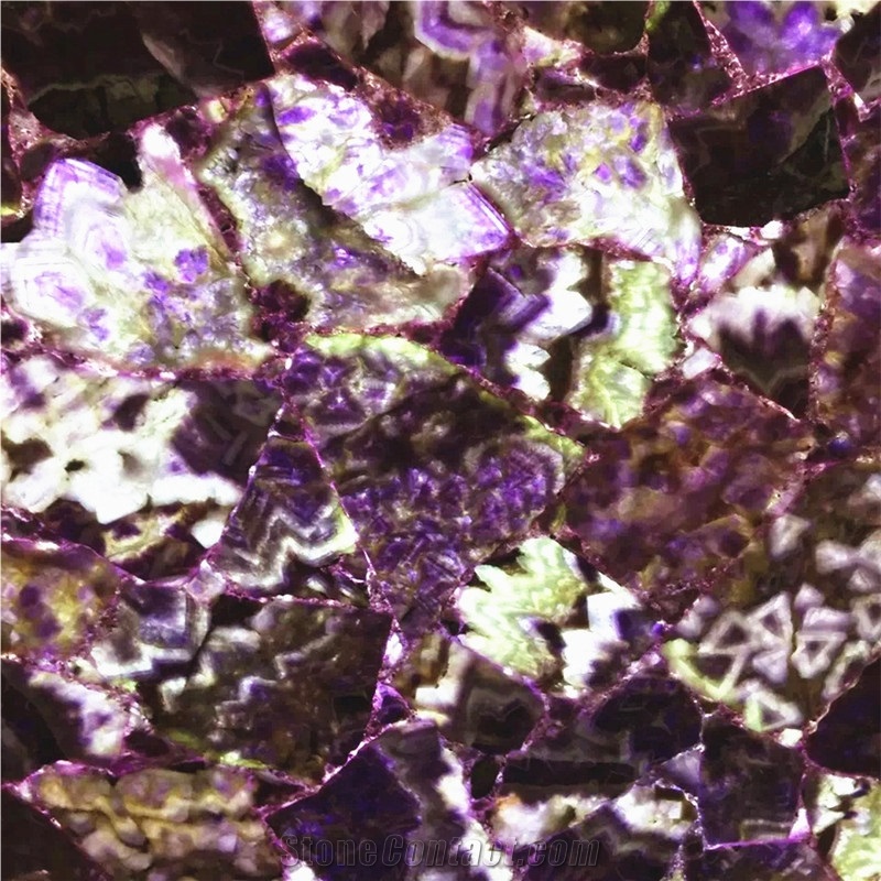 Amethyst Purple Agate Stone Tile,Lilac Semiprecious Stone Slabs