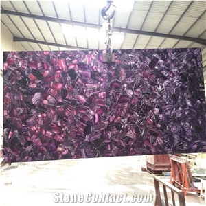 Backlit Natural Luxury Stone Purple Fluorite Gemstone Slab/Tile