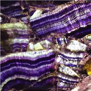 Backlit Natural Luxury Stone Purple Fluorite Gemstone Slab/Tile