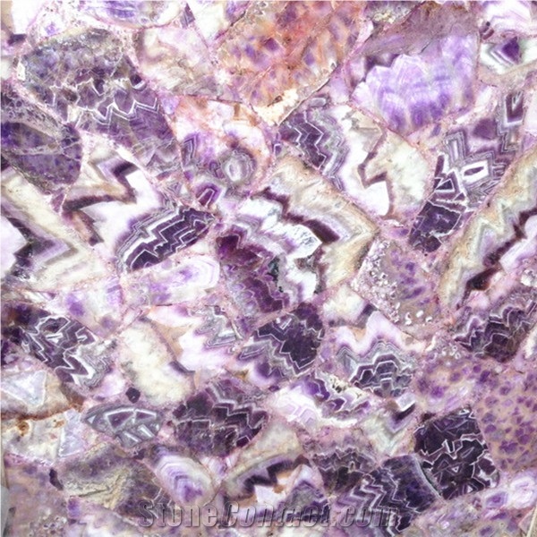 Low Price Purple Gemstone Slab,Lilac Fluorite Semi Precious Stone