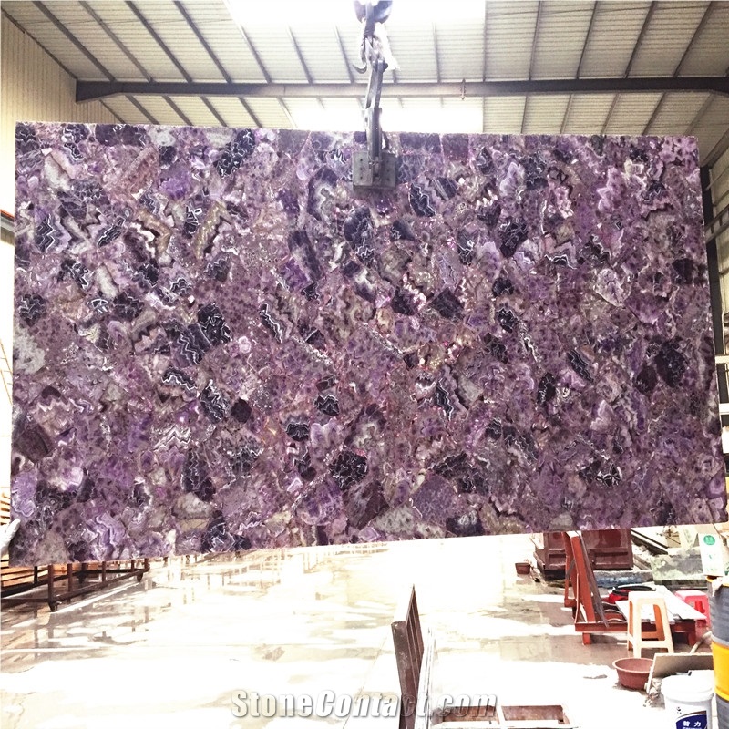 Natural Purple Amethyst Semiprecious Stone,Lilac Gemstone Slab Tile