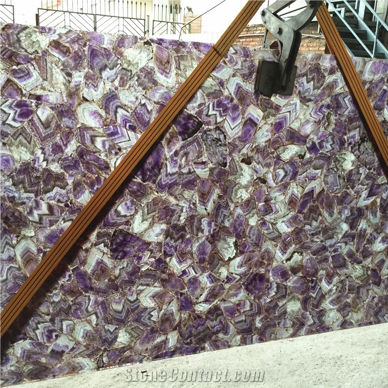 Natural Purple Amethyst Semiprecious Stone,Lilac Gemstone Slab Tile