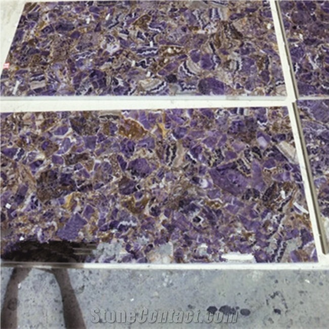 Purple Agate,Fluorite Gemstone Wall Tile,Amethyst Semiprecious Slabs