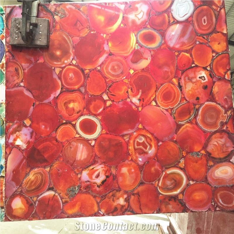 Red Semiprecious Stone Slabs for 5 Stars Hotel Decoration