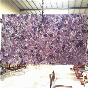 Transparent Luxury Gemstone Amethyst Stone Slab,Purple Agate Fluorite