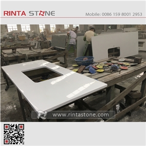 Quartz White Artificial Stone Kitchen Countertops