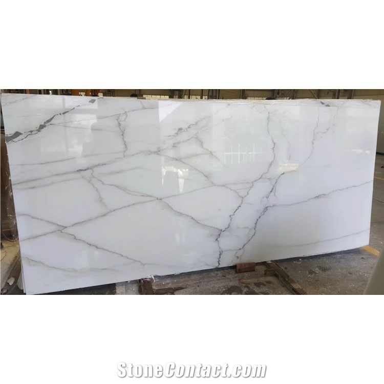 High Quality Lincoln White Polish Slab Flooring Milky White Marble