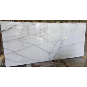 High Quality Lincoln White Polish Slab Flooring Milky White Marble