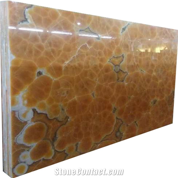 Natural Backlit Onyx Wall Panel Orange Onyx Jade Slabs