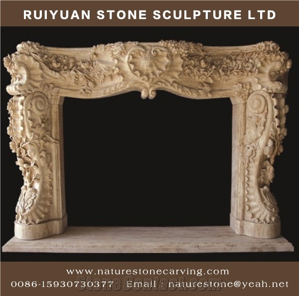 Lion Brown Marble Fireplace Marble Mantel Fireplace Mantel