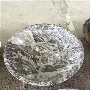 Gris Fossil Marble Sinks, Seashell Grey Marble Round Basins
