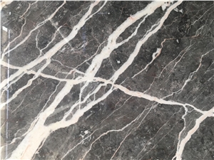 Sky Fall Grey Marble Tile & Slab, with White Vein