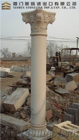 China Absolute Beige Marble Column, Beige Pillar