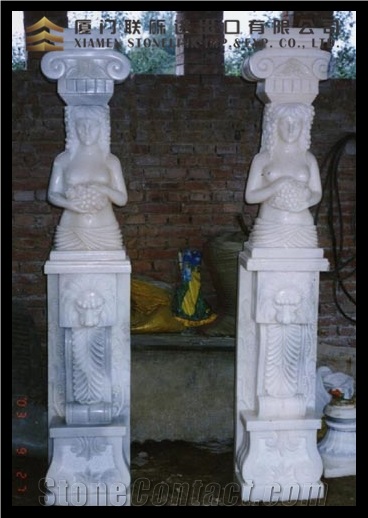 Snow White Marble Column, Roman Column,Marble Pill