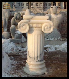 White Marble Column Pillar Grey Flower Column