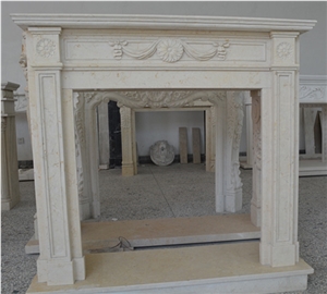 Indoor White Marble Stone Fireplace Mantel
