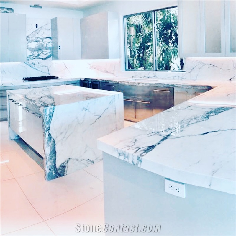 Statuario Carrara Marble Kitchen Top Remodel