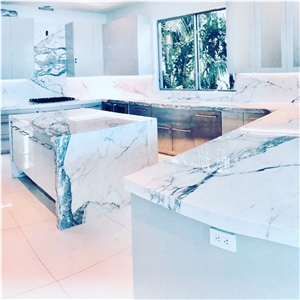 Statuario Carrara Marble Kitchen Top Remodel