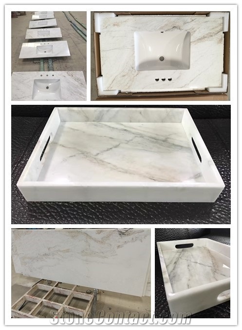 Calacatta Amber Marble Slabs & Tiles, China White Marble