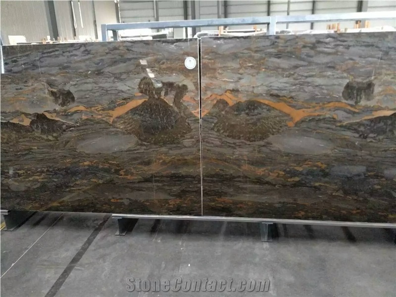 Andes Mountain Landscape Bookmatching Marble Slab