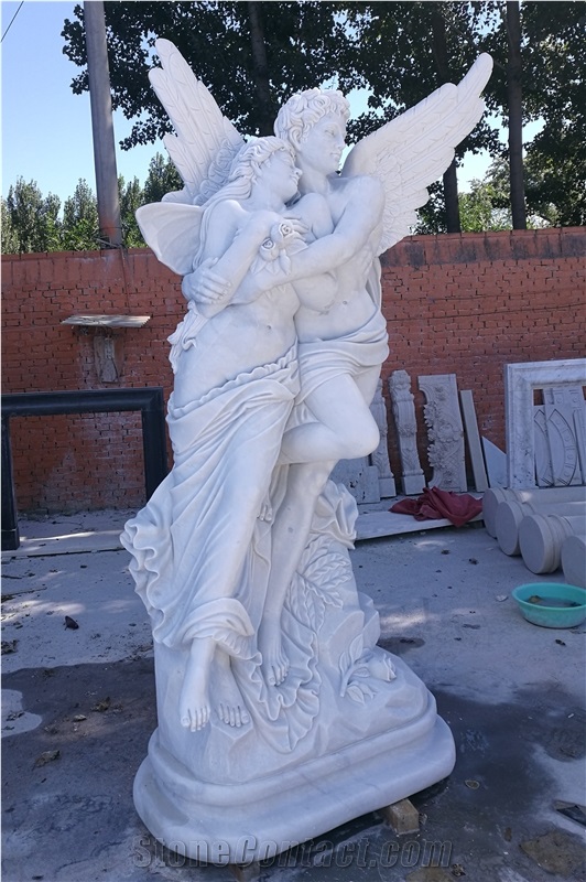 China White Marble Angel Sculptures Garden Statues