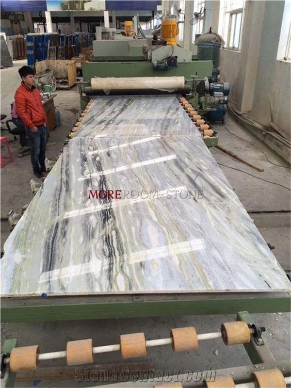 Decorative Wall Bookmatched Blue Marble Slabs