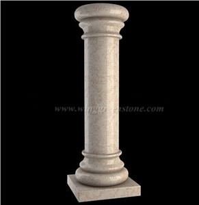 Beige Marble with Red Vein Decorative Column