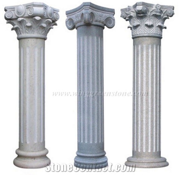 Beige Marble with Red Vein Decorative Column