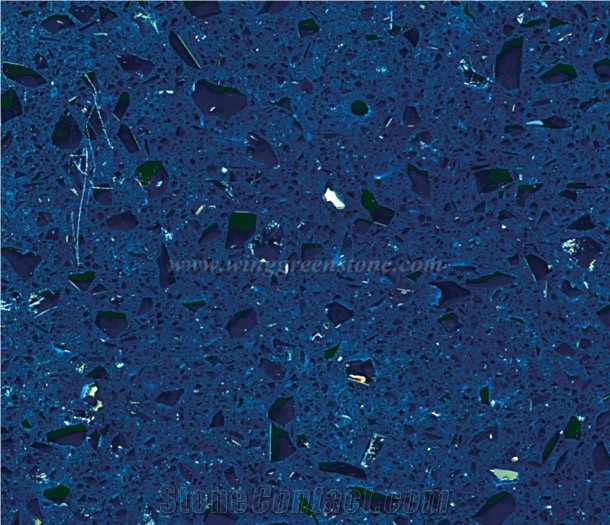 Crystal Blue Artificial Quartz Polish Slab/Tile