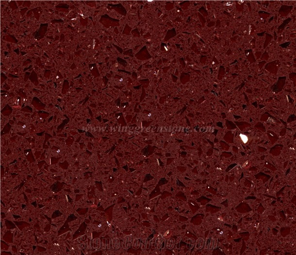 Crystal Dark Red Quartz Slab/Tile, Winggreen