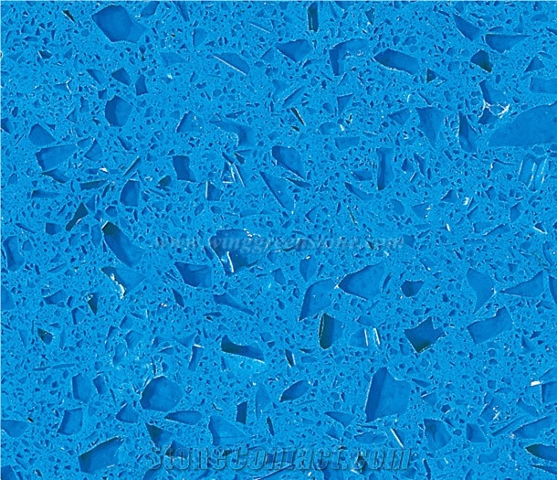 Crystal Light Blue Quartz Slab For Countertop From China