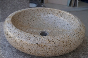G682 Granite Stone Wash Sink, Yellow Rustic Basin