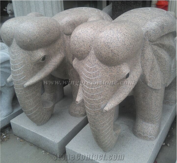 Granite Stone Elephant Sculpture, Garden Use