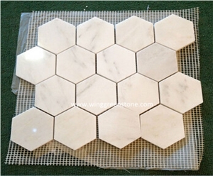 Hexagon/Rectangular Mosaic White Marble Tile