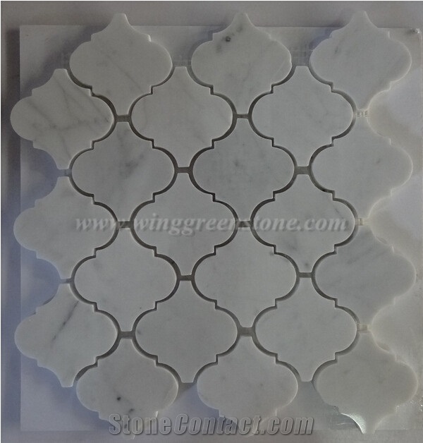 Lantern Shape White Marble Mosaic Tiles