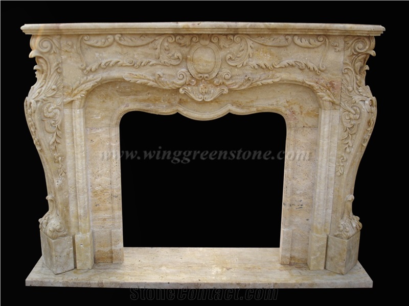 Marble Fireplace, Beige Marble Fireplace,Winggreen