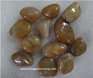 Pebble Stone, River Stone, Yellow Pebble Polished