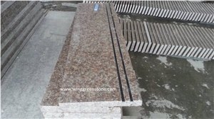 Polished Pink Granite Stairs with Anti-Slip Grooved
