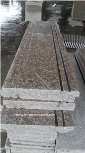 Polished Pink Granite Stairs with Anti-Slip Grooved