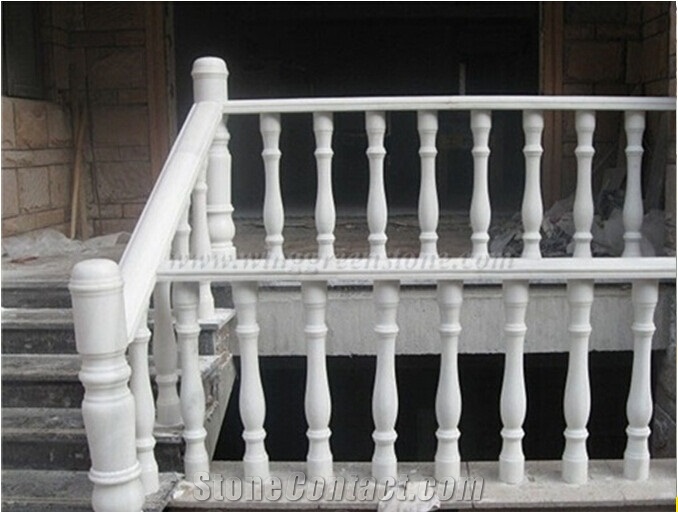 White Marble Balustrade Railing Staircase Handrail