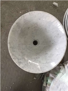 White Marble Oval Sink, Carrara White Wash Basin