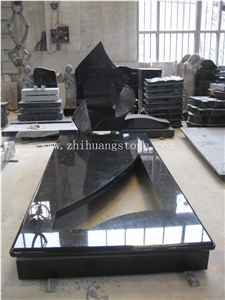 Shanxi Black&White Marble Cross Single Tombstone