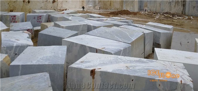 Chinese Sky Fall Grey Marble White Veins Polished
