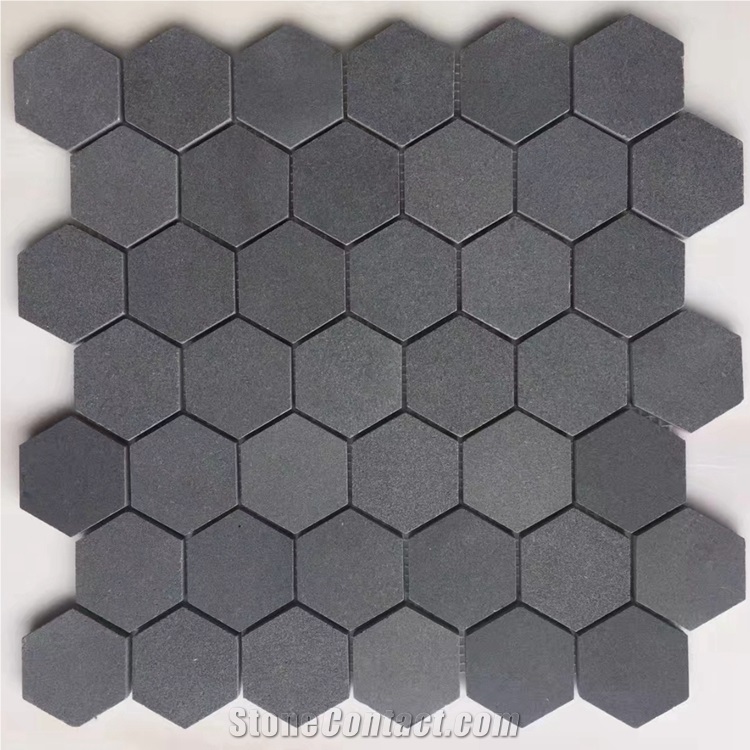 Factory Basalt Bluestone Mosaic Tiles Hexagon