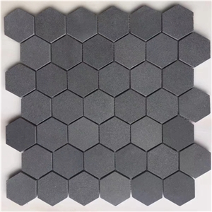 Factory Basalt Bluestone Mosaic Tiles Hexagon