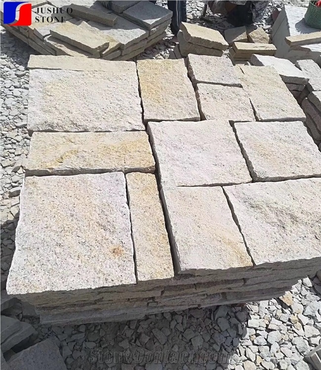 China Yellow Granite Irregular Shape Cobble Pavers