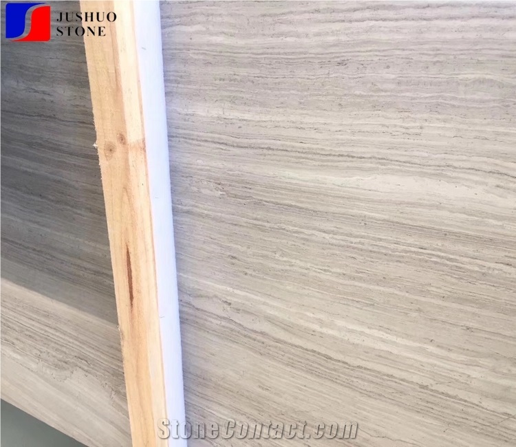 Factory White Wooden a Grade Honed Marble Slabs